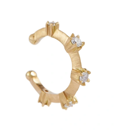 Jade Trau Kismet 18kt Gold Single Ear Cuff With Diamonds In Ylwgold