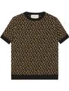 Gucci Gg Logo Knitted Jumper In Brown