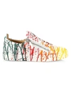 Giuseppe Zanotti Men's Rainbow Paint Splattered Low-top Sneakers In Bianco