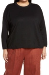 Eileen Fisher Organic Linen & Cotton Crewneck Sweater In Black