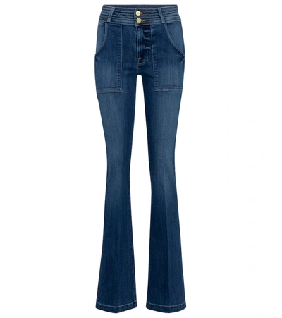 Frame Le High Patch Pocket Trapunto Stitch Flared Jeans