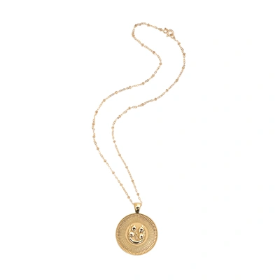 Jane Win Lucky Coin Pendant Necklace In Yellow Gold