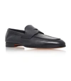 Santoni Carlos Penny Loafers In Black