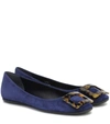 Roger Vivier Women's Gommette Suede Flats In Navy