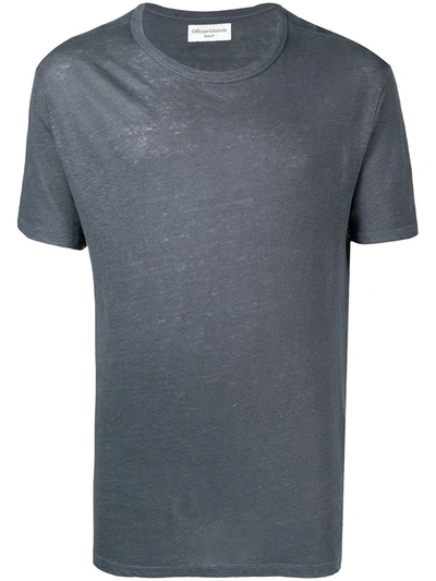 Officine Generale Men's Linen T-shirt In Asphalt