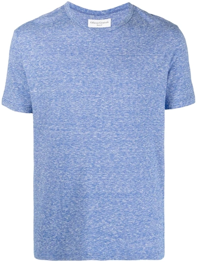 Officine Generale Slub Cotton And Silk-blend Jersey T-shirt In Denim Blue