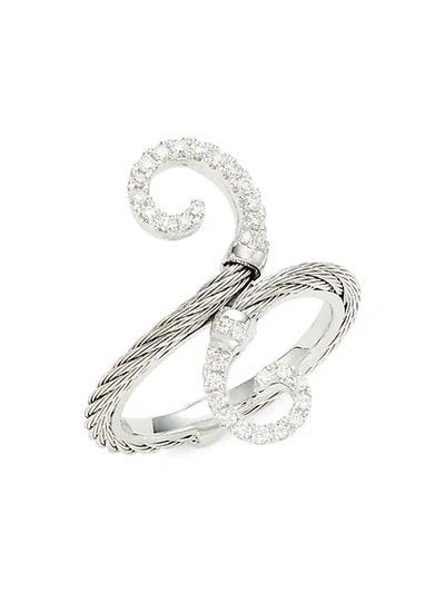 Alor 18k White Gold, Stainless Steel & Diamond Ring