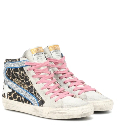 Golden Goose Classic Star High-top Sneakers In Animal Print/ White