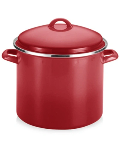 Rachael Ray Enamel On Steel 12-qt. Covered Stockpot In Red