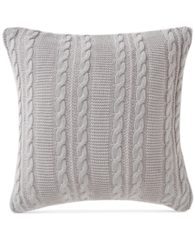 Victoria Classics Dublin Cable Knit Cotton Decorative Pillow, 18 X 18 In Grey