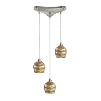 Elk Lighting Fusion 3-light Pendant Gold Leaf In Satin Nickel In Silver