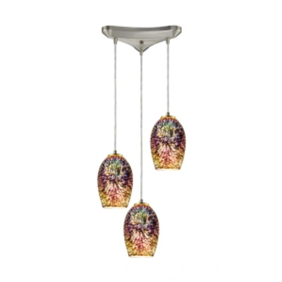 Elk Lighting Illusions 3 Light Pendant In Satin Nickel In Silver