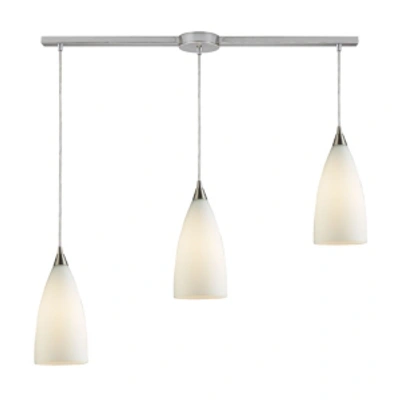 Elk Lighting Vesta 3-light Linear Pendant White In Satin Nickel In Silver