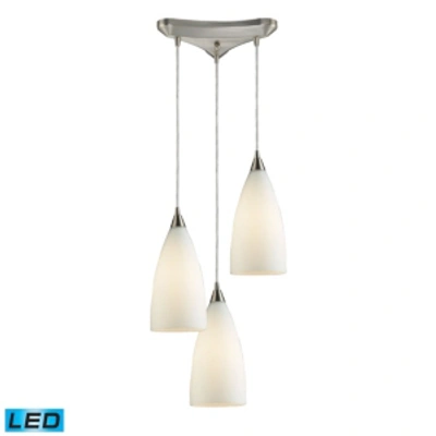 Elk Lighting Vesta 3-light Pendant White In Satin Nickel In Silver