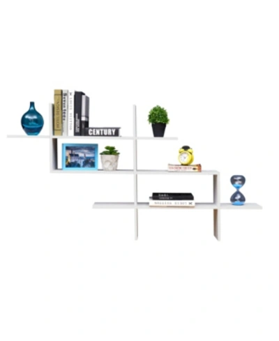 Danya B . 3-tier Wall Mount Shelf With Criss Cross Asymmetrical Design In White