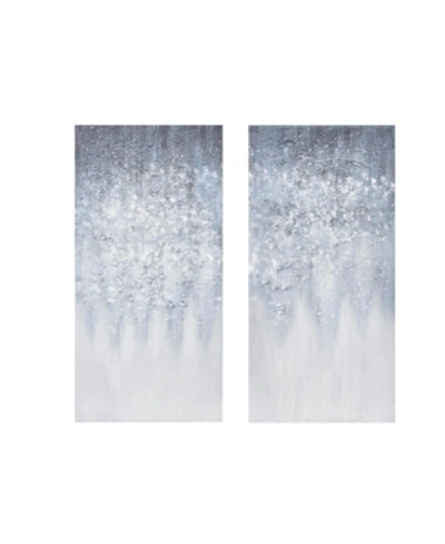 Madison Park Winter Glaze Heavy Textured Canvas With Glitter Embellishment 2-pc Set In Blue,white