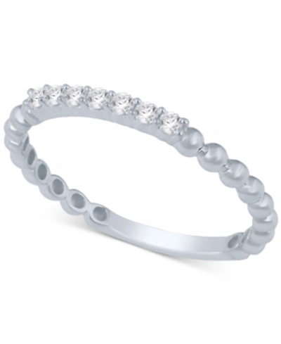 Macy's Diamond Stackable Beaded Band (1/8 Ct. T.w.) In White Gold