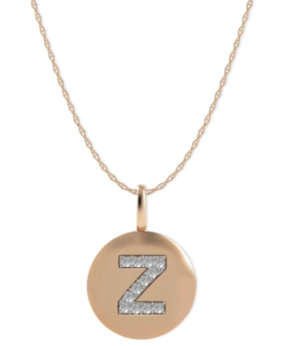 Macy's 14k Rose Gold Necklace, Diamond Accent Letter Z Disk Pendant