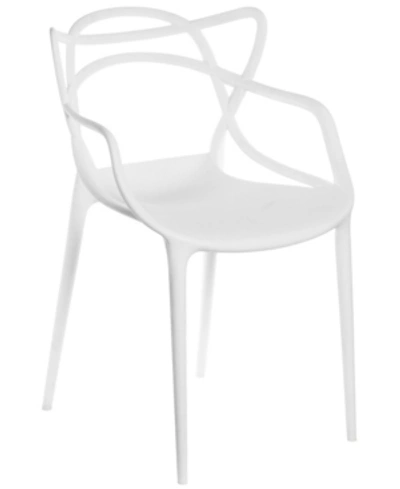 Bold Tones Mid-century Modern Style Stackable Plastic Molded Arm Chair With Entangled Open Back In White