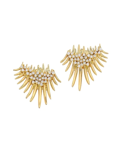 Hueb Women's Tribal 18k Yellow Gold & Diamond Fan Spike Earrings