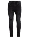 Purple Brand P001 Over Spray Slim-fit Jeans In Black Repair