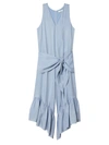 Tibi Ruffle Cuff Jumpsuit In Blue Grey