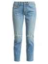 Rag & Bone Dre Low-rise Distressed Ankle Slim Boyfriend Jeans In Sonny With Holes