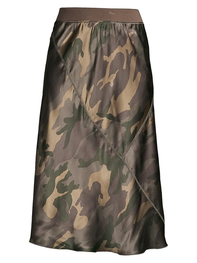 Atm Anthony Thomas Melillo Women's Silk Camo Midi Skirt In Jungle Camo