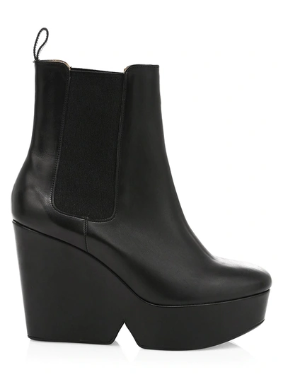 Clergerie Women's Beatrice 2 Leather Wedge Boots In Black Calf