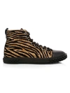 Giuseppe Zanotti Men's Blabber Tiger-print Calf Hair High-top Sneakers