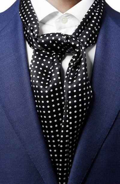 Eton Men's Polka Dot Fringe Silk Scarf In Black