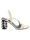 Alexander Wang Women's Deedee Cage-heel Patent Leather Slingback Sandals In Oyster