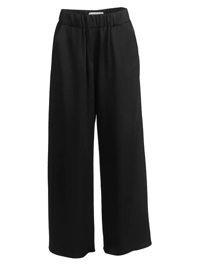 Loewe Women's Satin Wide-leg Trousers In Black