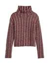 Theory Women's Inlay Striped Alpaca-blend Turtleneck Sweater In Dark Brown Multi