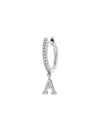 Meira T 14k White Gold Diamond Intial Single Huggie Hoop Earring In Initial A