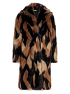 Alice And Olivia Women's Foster Faux Fur Full Length Coat In Black Medium Brown