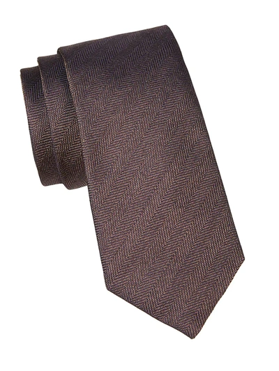 Corneliani Men's Textured Silk Tie In Brown