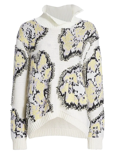3.1 Phillip Lim Women's Fil Coupe Abstract Daisy Stretch-wool Sweater In White Multi