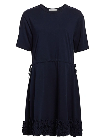 See By Chloé Women's Short-sleeve Ruffle Drawstring A-line T-shirt Dress In Ink Navy