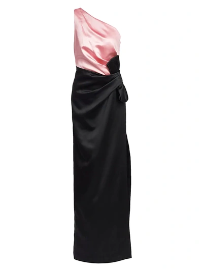 St. John Women's Bonded Duchess Satin Bow Gown In Caviar Abalone