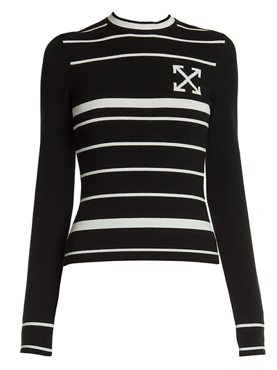 Off-white Women's Double-arrow Knit Sweater In Black