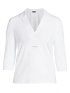 Lafayette 148 Magda Half Placket Shirt In White