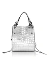 Rebecca Minkoff Women's Mini Kate Croc-embossed Metallic Leather Tote In Silver