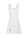 Zimmermann Women's Kirra Tie Mini Lace Eyelet Linen A-line Dress In Ivory