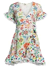 All Things Mochi Women's Valeria Floral Silk Wrap Dress In White Floral