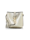 Rebecca Minkoff Women's Megan Mini Metallic Leather Feed Bag In Champagne