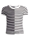 Alexander Wang T Women's Mix Stripe Linen-blend Tee In Ink Ivory