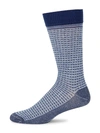 Marcoliani Men's Basket-print Linen & Cotton Socks In Royal Blue