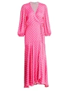 Essentiel Antwerp Vundamental Polka Dot Maxi Wrap Dress In Combo Hardcore Pink