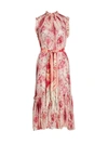 Zimmermann Women's Wavelength Frill Silk Dress In Raspberry Ikat